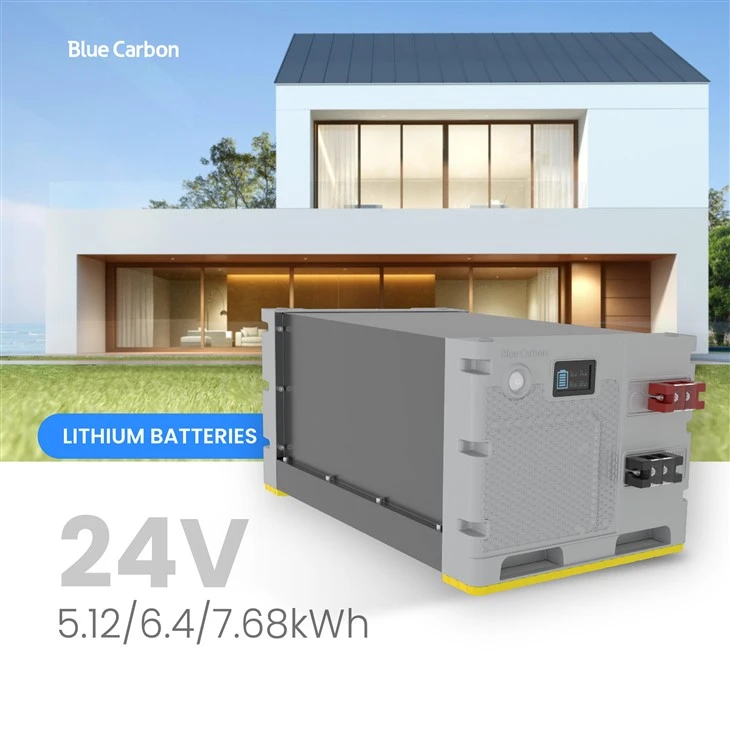 घरेलू उपकरणों के लिए स्मार्ट बीएमएस के साथ ब्लू कार्बन 24V सौर बैटरी